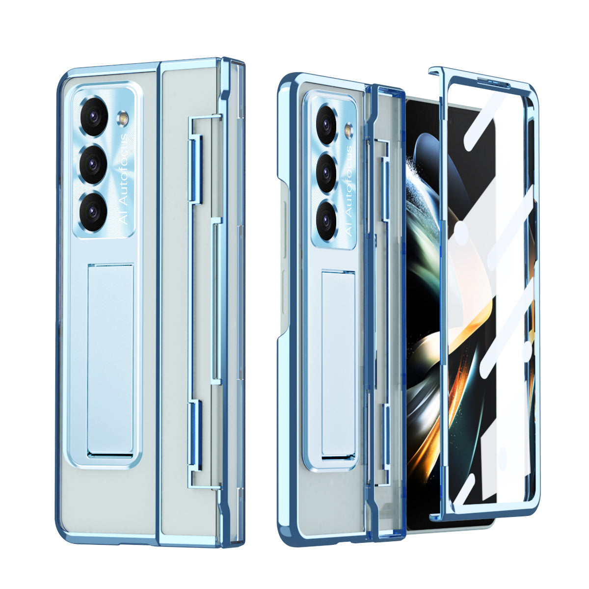 Armor Electroplated Anti-fall Protective Phone Case For Samsung Galaxy Z Fold3/4/5 With Back Screen Glass - Mycasety Mycasety