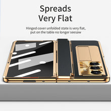 Load image into Gallery viewer, Luxury Leather Magnetic Bracket Shell Electroplated Phone Case For Galaxy Z Fold 7/6/5/4/3 With Back Screen Glass
