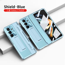 Load image into Gallery viewer, Luxury Leather Magnetic Bracket Shell Electroplated Phone Case For Galaxy Z Fold 7/6/5/4/3 With Back Screen Glass
