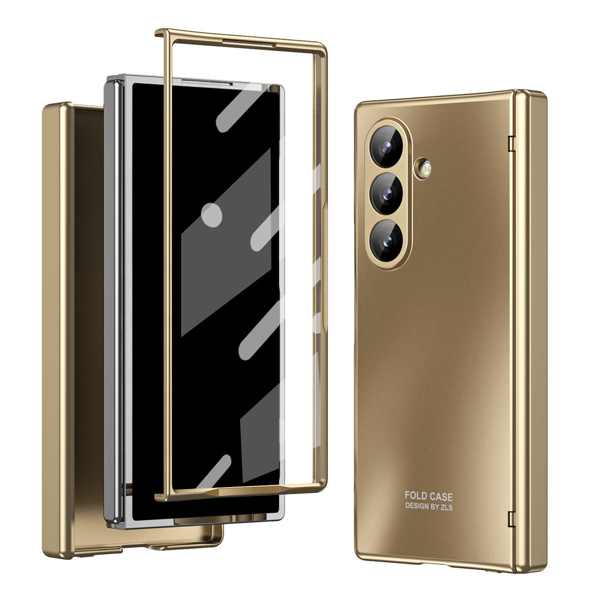 Electroplating Shockproof Phone Case With Back Screen Protector Film For Galaxy Z Fold 7/6/5/4/3