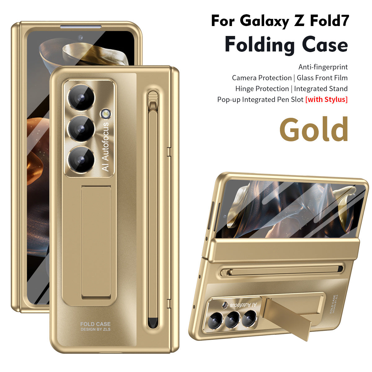 Armor Electroplated Anti-fall Protective Phone Case With Pen Tray Shell and Film For Galaxy Z Fold 7/6/5/4