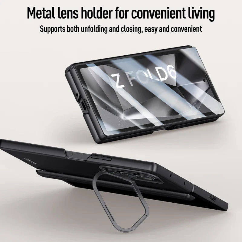Metal Lens Holder Shockproof Phone Case With Privacy Screen Protector For Galaxy Z Fold6