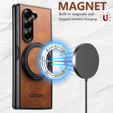Load image into Gallery viewer, Leather Phone Case With Magnetic Bracket For Galaxy Z Fold 7/6/5

