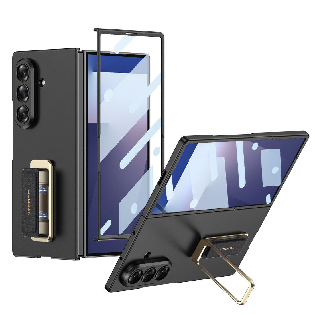 Galaxy Z Fold 8/7 Wide Ultra Fashion Phone Case with Built-In Tempered Glass & Wristband
