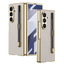 Load image into Gallery viewer, Business-style Electroplated Leather Phone Case With Pen Slot &amp; Stylus For Galaxy Z Fold 7/6/5/4
