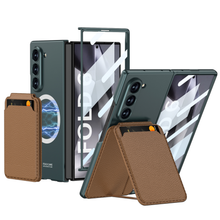 Load image into Gallery viewer, Magnetic Leather Card Holder Shockproof Phone Case With Screen Glass Protector For Galaxy Z Fold 6/5/4
