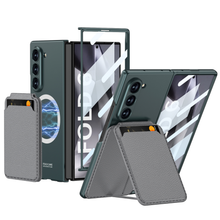 Load image into Gallery viewer, Magnetic Leather Card Holder Shockproof Phone Case With Screen Glass Protector For Galaxy Z Fold 6/5/4
