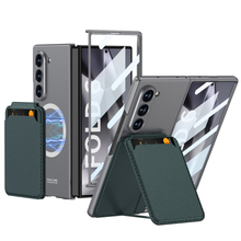 Load image into Gallery viewer, Magnetic Leather Card Holder Shockproof Phone Case With Screen Glass Protector For Galaxy Z Fold 6/5/4

