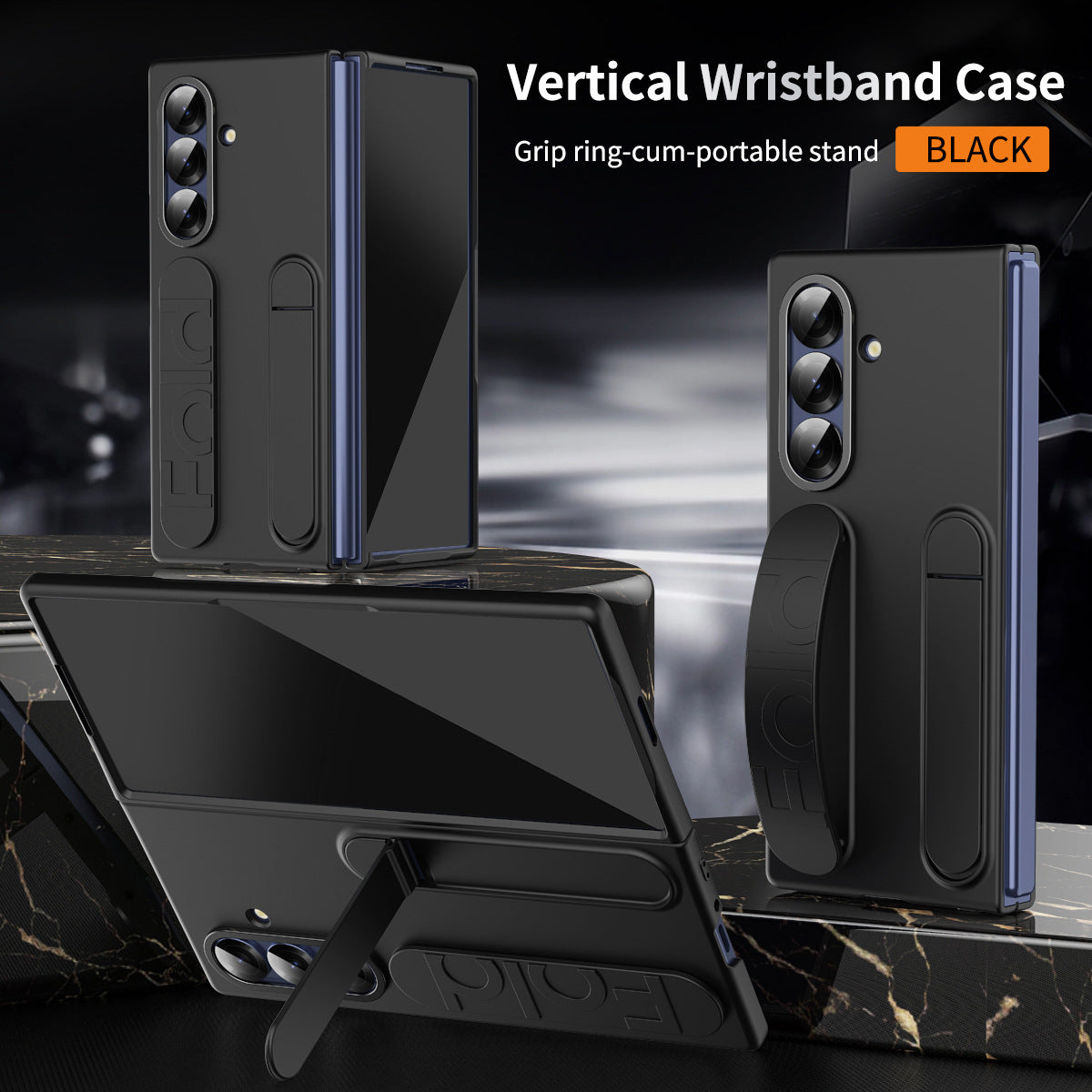 Shockproof Phone Case With Wristband Bracket Back For Galaxy Z Fold 7/6/5/4 With Screen Glass Protector