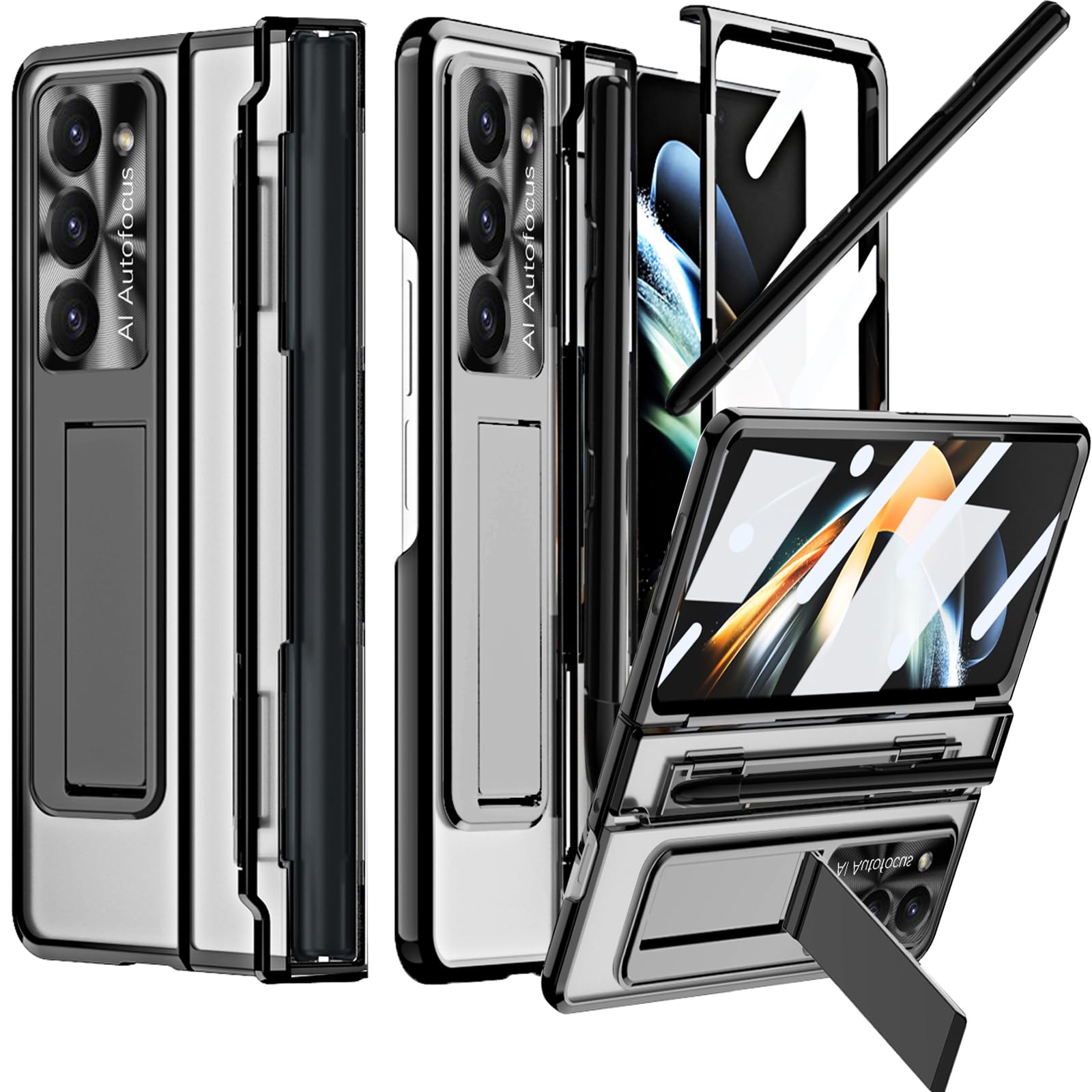Armor Electroplated Anti-fall Protective Phone Case For Samsung Galaxy Z Fold3/4/5 With Back Screen Glass - Mycasety Mycasety