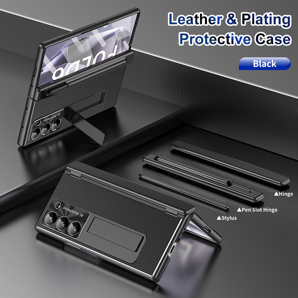 Aluminum Alloy Frame Magnetic Bracket All-Inclusive Electroplating Leather Cover For Galaxy Z Fold 7/6/5/4/3
