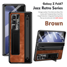 Load image into Gallery viewer, Jazz Retro Style Anyi-fall Protective Leather Phone Case For Galaxy Fold 7/6/5/4 With Front Protection Film And Stylus
