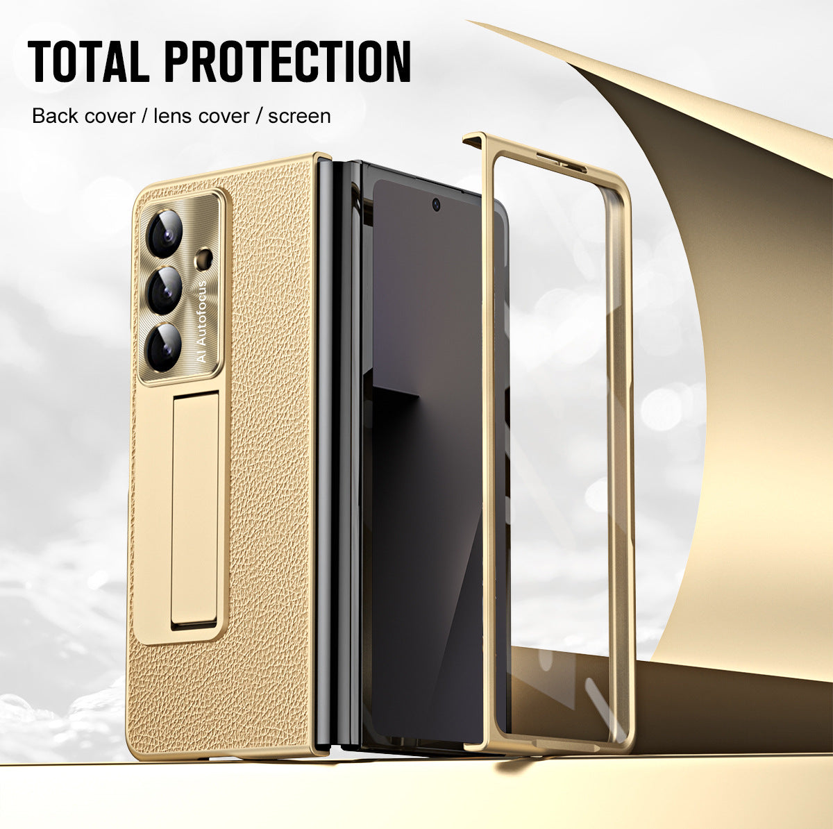 Business Electroplating Leather Phone Case With Screen Film For Galaxy Z Fold 7/6/5/4/3