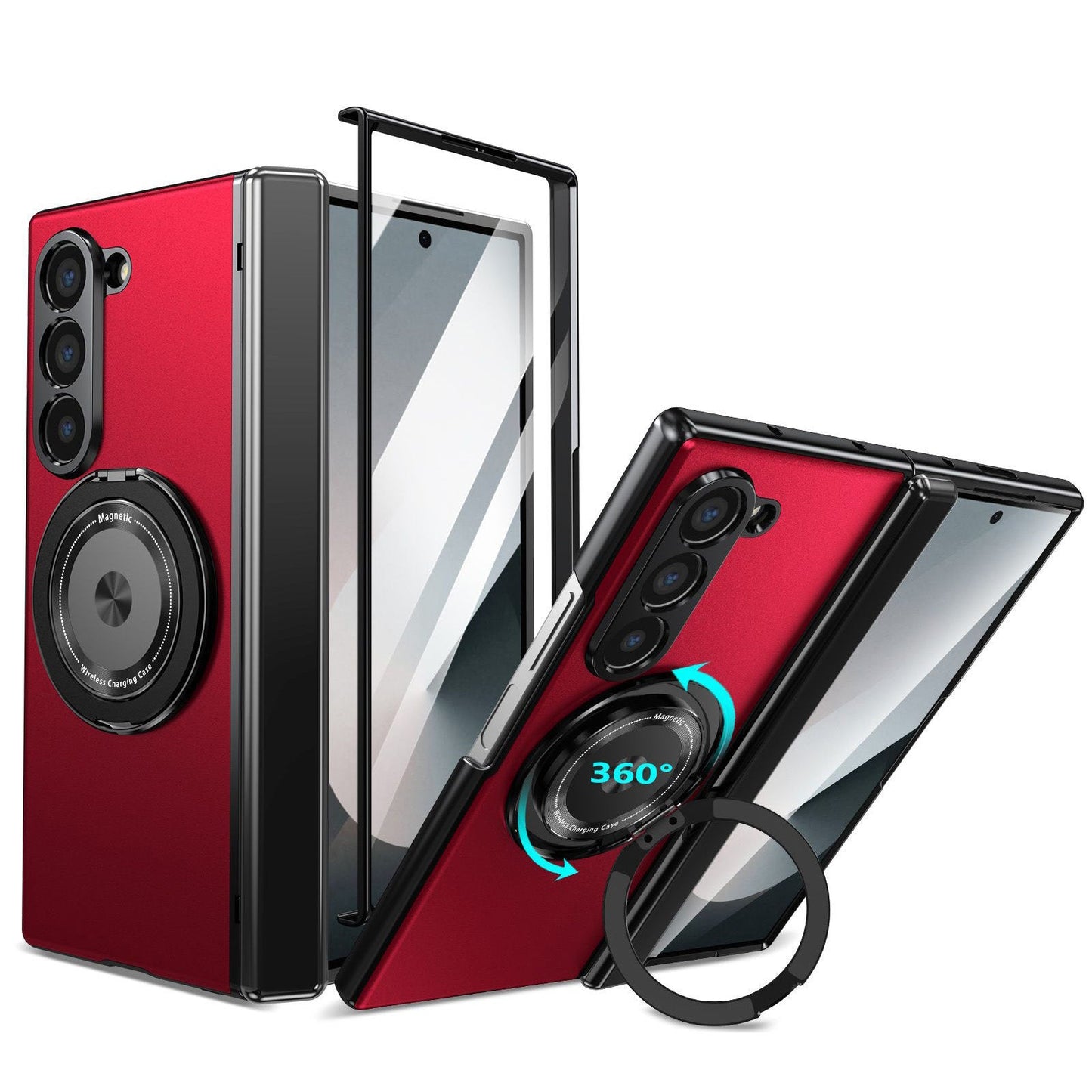 360° Magnetic Bracket Shockproof Phone Case With Screen Protector For Galaxy Z Fold 7/6/5/4