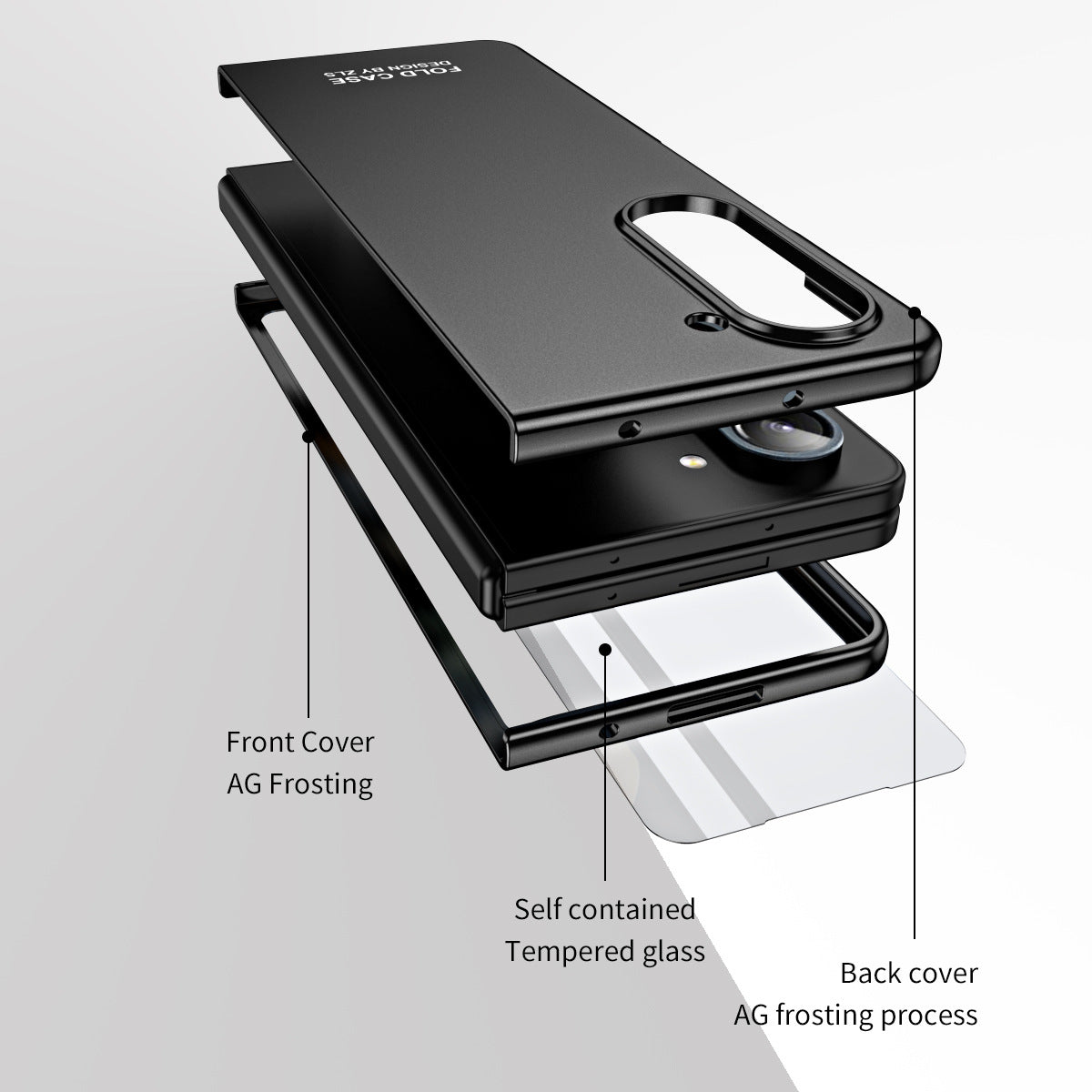 Anti-fingerprint Electroplating Galaxy Z Fold5 Case with Phone Front Screen Protector - Mycasety Mycasety