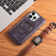 Load image into Gallery viewer, Luxurious Leather Protective Cover With Magnetic Bracket For iPhone
