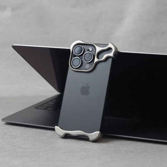 Frameless Aluminum Alloy Metal Corner Pad Case With Lens Protective Film For iPhone