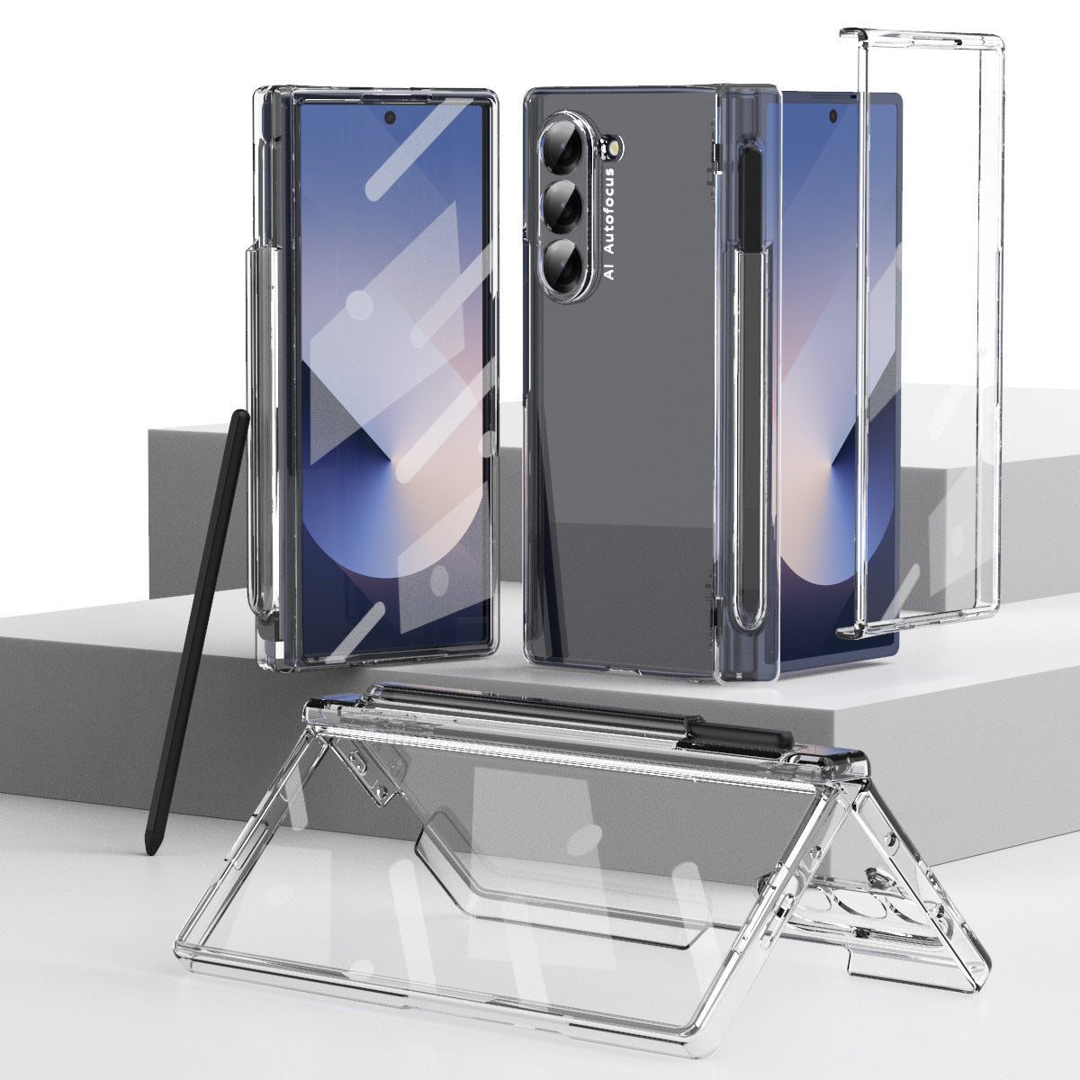 Shockproof Phone Case With Glass Front Film & Stylus For Galaxy Z Fold 6/7