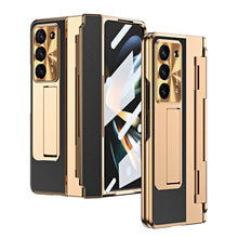Load image into Gallery viewer, Plating Galaxy Z Fold5 Leather Case with Front Screen Protector &amp; Flat Hinge &amp; Pen Slot With Stylus - mycasety2023 Mycasety
