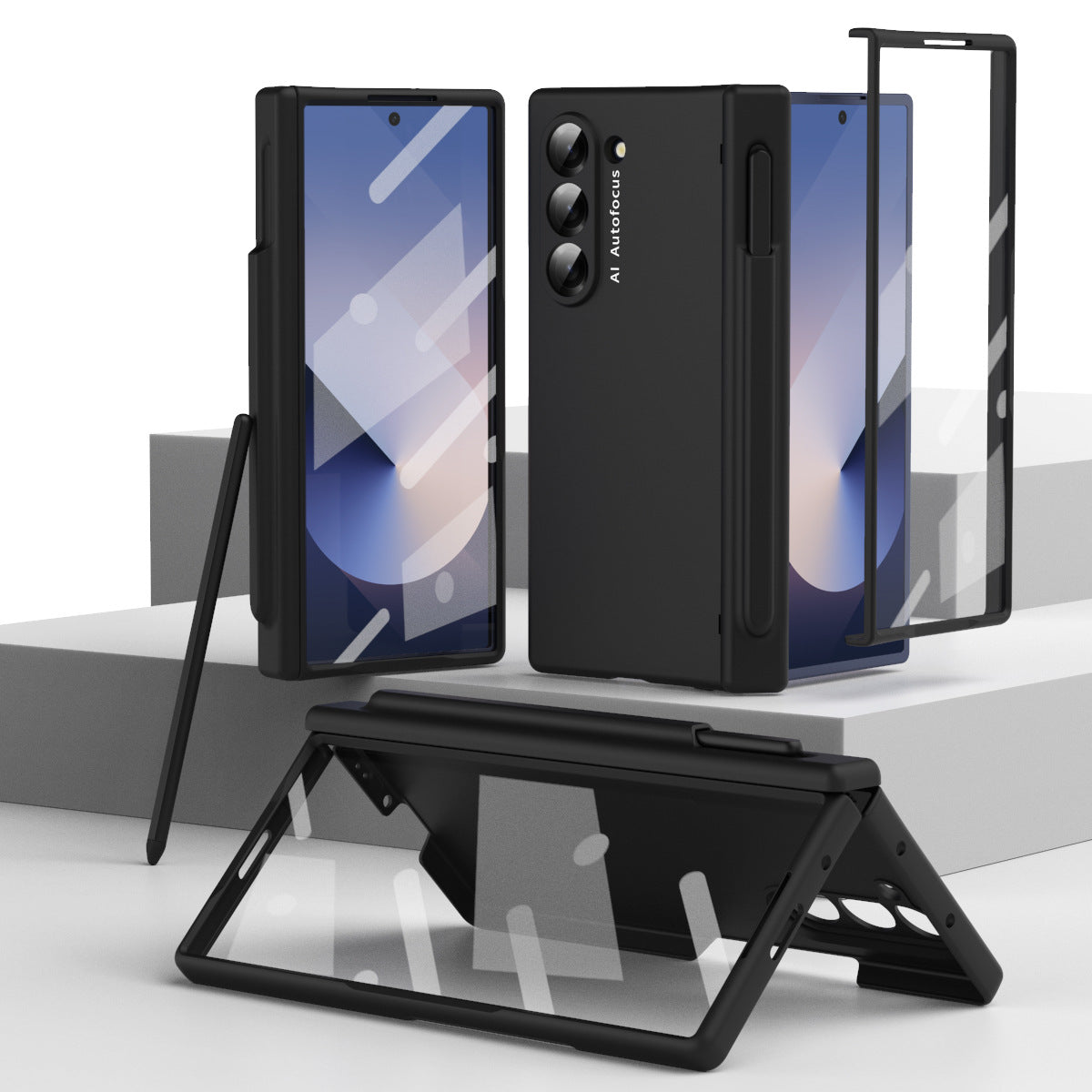 Shockproof Phone Case With Glass Front Film & Stylus For Galaxy Z Fold 6/7