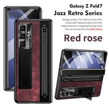 Load image into Gallery viewer, Jazz Retro Style Anyi-fall Protective Leather Phone Case For Galaxy Fold 7/6/5/4 With Front Protection Film And Stylus

