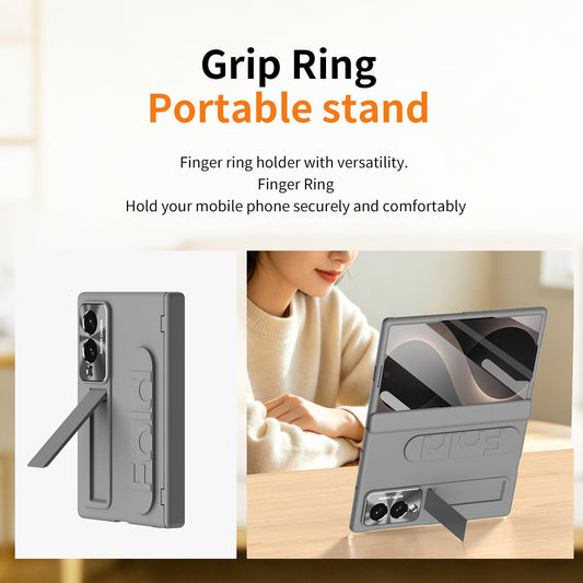 Armor Hinge Protective Phone Case Built-In Tempered Glass, Hidden Kickstand & Wrist Strap For Galaxy Z Fold 8/7/6/5/4
