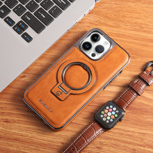 Load image into Gallery viewer, Luxurious Leather Protective Cover With Magnetic Bracket For iPhone
