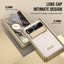 Load image into Gallery viewer, Electroplated Transparent Google Pixel Fold Case with Dual Hinge Protector &amp; Screen Protector &amp; Hidden Kickstand Pen Slot &amp; Free Stylus - Mycasety Mycasety
