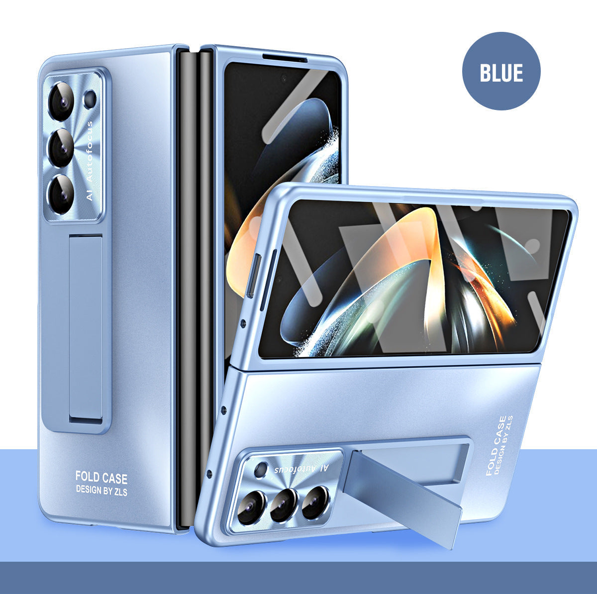 Plating Galaxy Z Fold5 Case with Front Screen Protector & Hidden Stand - mycasety2023 Mycasety