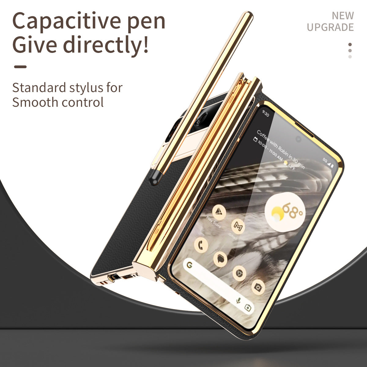Ultra-Thin Leather Google Pixel Fold shell anti-fall all-inclusive Case double pen slot hinge With Stylus - mycasety2023 Mycasety