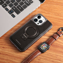 Carregar imagem no visualizador da galeria, Luxurious Leather Protective Cover With Magnetic Bracket For iPhone
