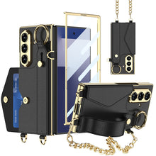 Load image into Gallery viewer, Luxurious Leather Phone Cover With Metal Chain &amp; Wristband For Galaxy Z Fold 7/6
