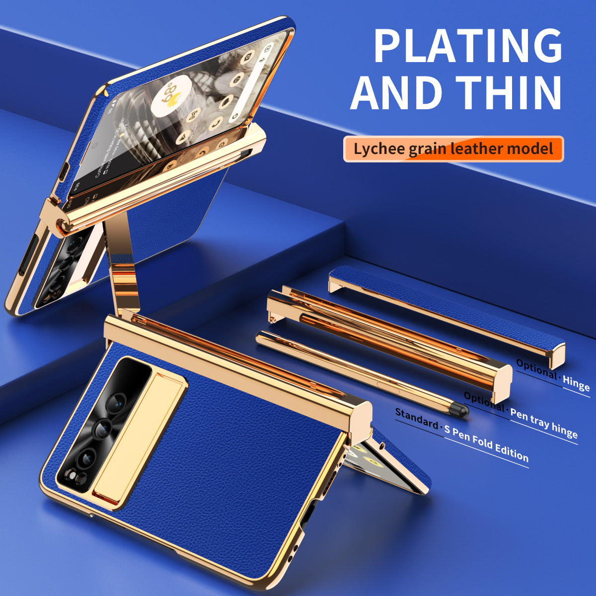 Ultra-Thin Leather Google Pixel Fold shell anti-fall all-inclusive Case double pen slot hinge With Stylus - mycasety2023 Mycasety