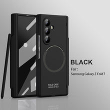 Load image into Gallery viewer, Frosted Silicone Magnetic Hinge Protective Phone Case With Pen Slot &amp; Stylus &amp; Glass Film For Galaxy Z Fold Series
