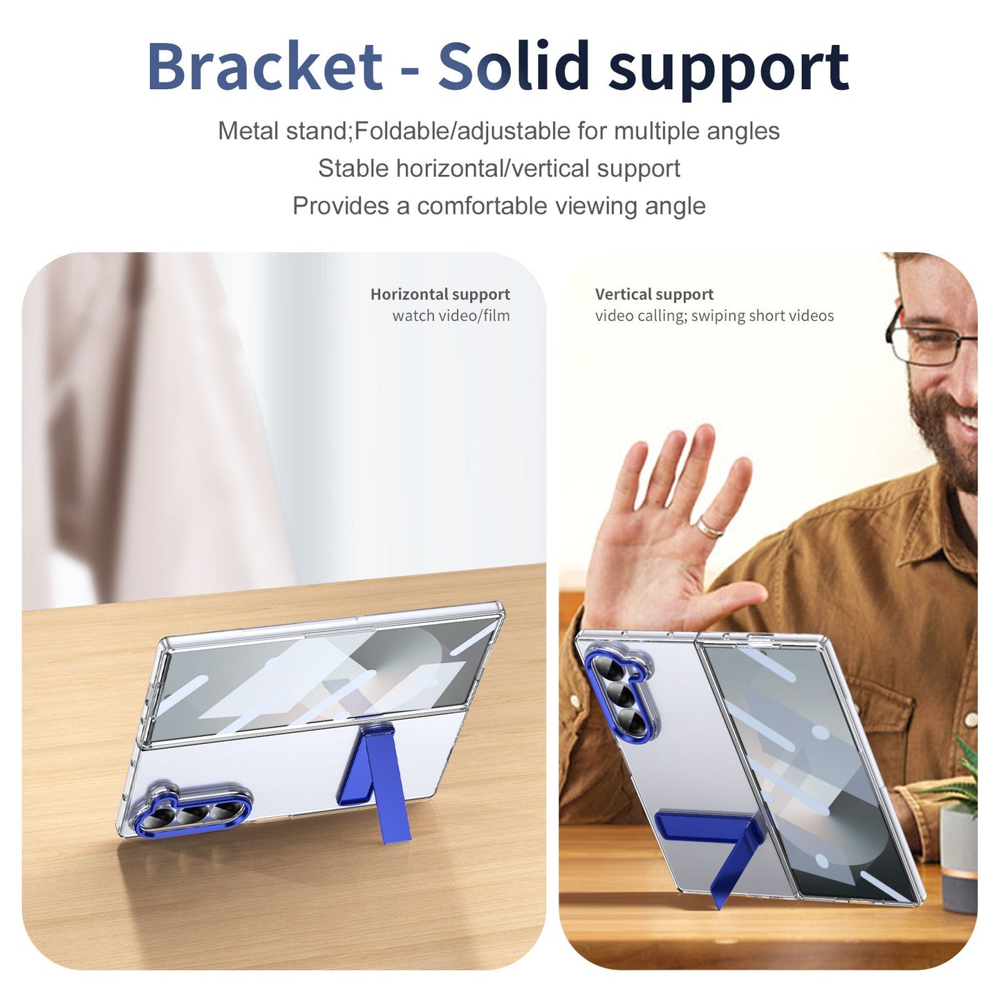 Metal Bracket Clear Shockproof Phone Case With Screen Protector For Galaxy Z Fold 6/5/4