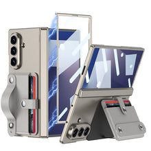 Load image into Gallery viewer, Magnetic Hinge Hidden Bracket All-included Phone Case With Wristband Card Holder For Galaxy Z Fold 7
