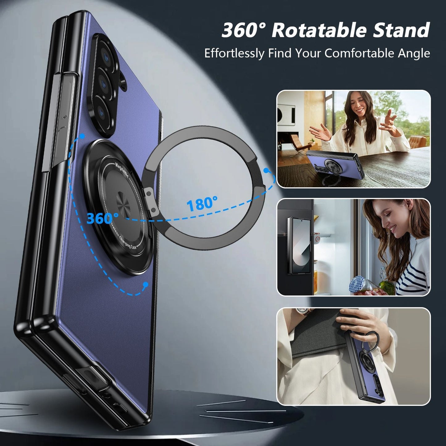 360° Magnetic Bracket Shockproof Phone Case With Screen Protector For Galaxy Z Fold 7/6/5/4