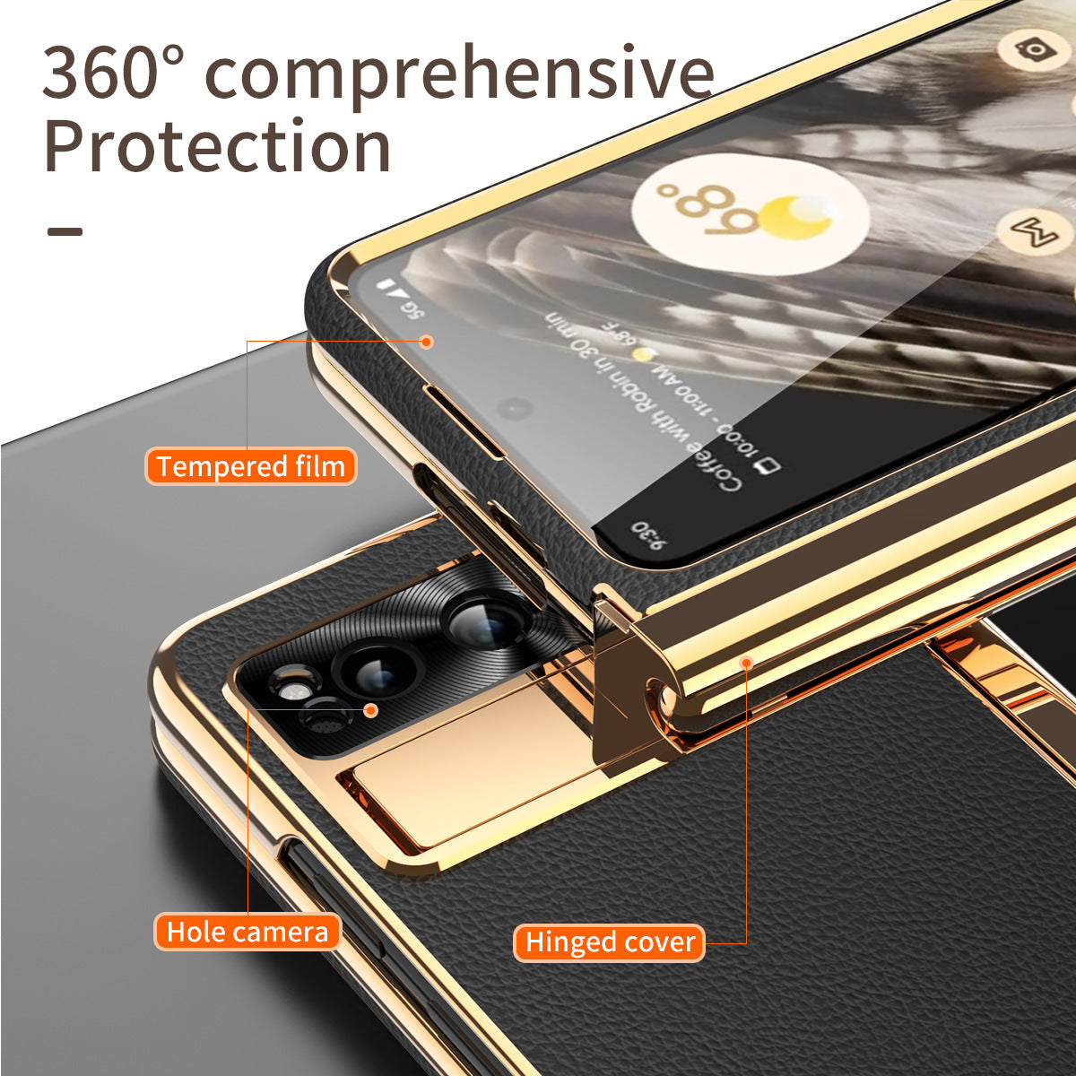 Ultra-Thin Leather Google Pixel Fold shell anti-fall all-inclusive Case double pen slot hinge With Stylus - mycasety2023 Mycasety