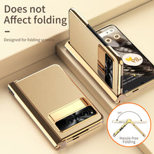 Load image into Gallery viewer, Electroplated Leather Google Pixel Fold Case with Dual Hinge Protective Screen Protector and Hidden Kickstand Pen Slot Free Stylus - Mycasety Mycasety
