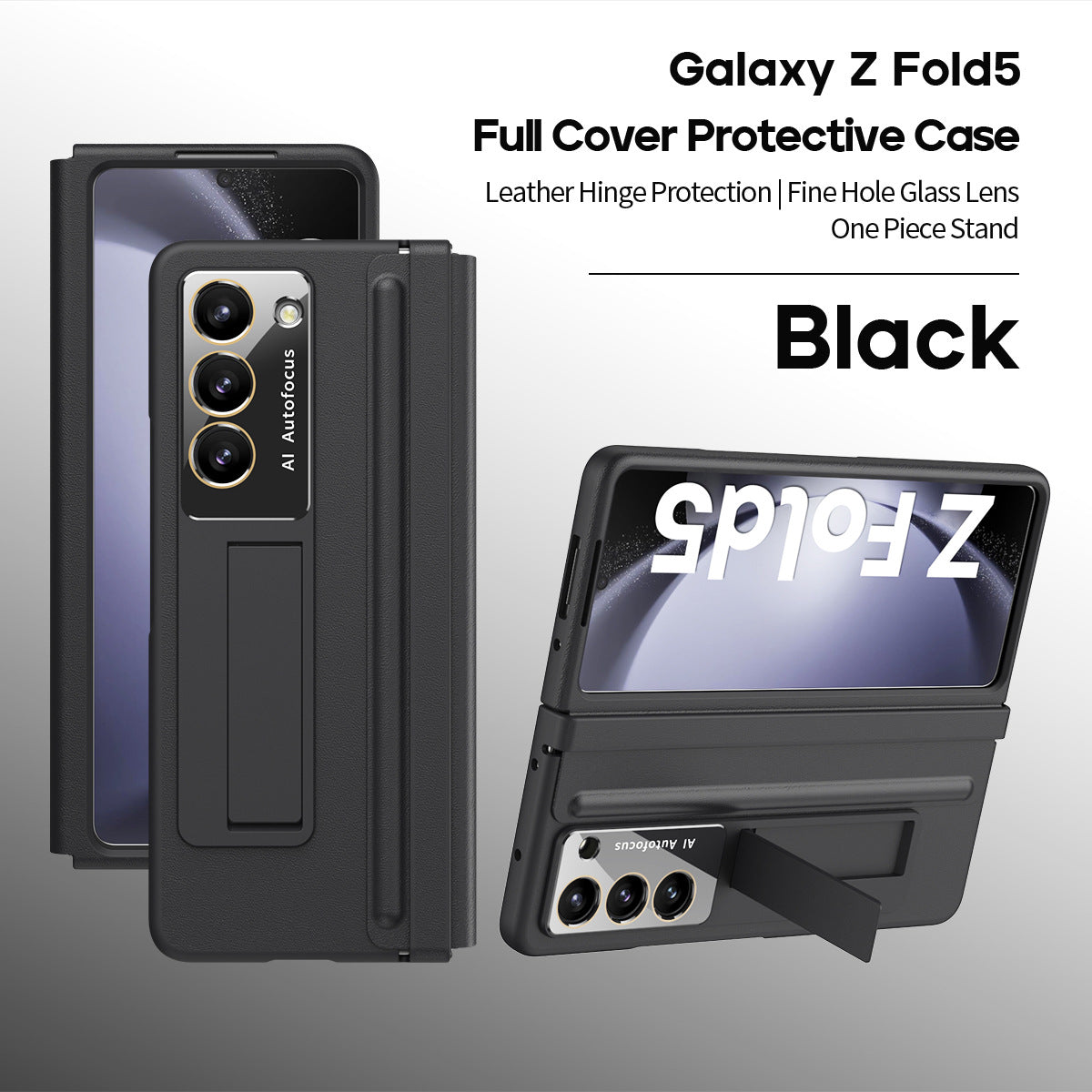 Anti-fall Protective Leather Phone Case With Invisible Bracket and Film For Samsung Galaxy Z Fold5 Fold4 - Mycasety Mycasety