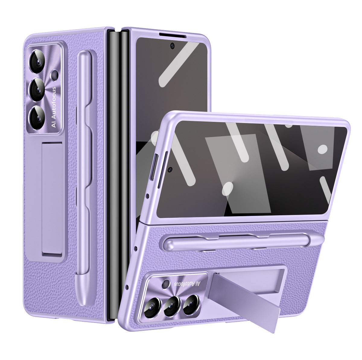 Business Electroplating Leather Phone Case With Screen Film & Stylus For Galaxy Z Fold 7/6/5/4/3