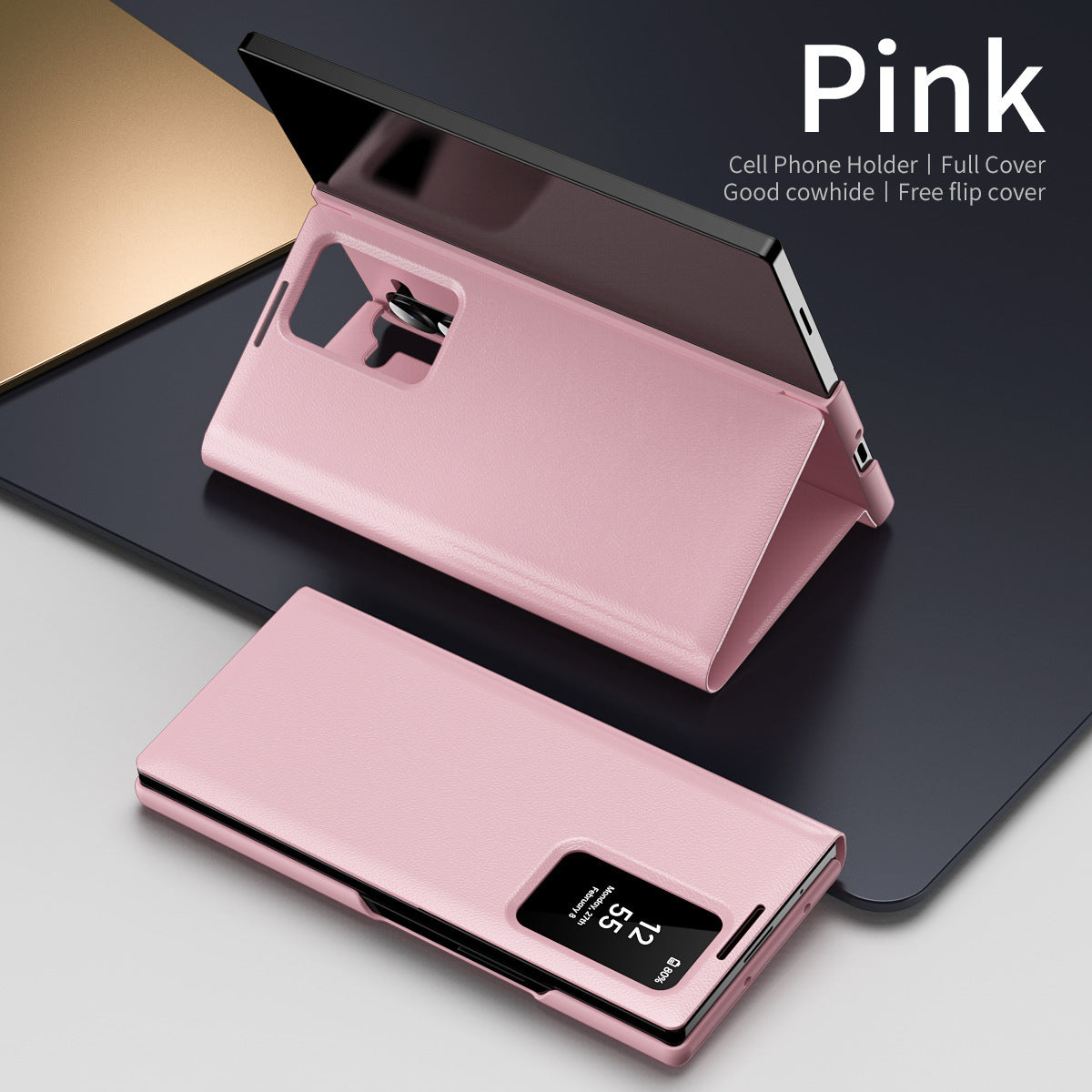 Business Smart Side Window Leather Phone Case For Galaxy Z Fold Series