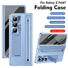 Load image into Gallery viewer, Leather Golden Electroplated Phone Case With Back Screen Glass and Stylus For Galaxy Z Fold 7/6/5/4
