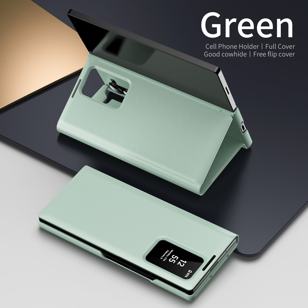 Business Smart Side Window Leather Phone Case For Galaxy Z Fold Series