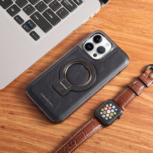 Load image into Gallery viewer, Luxurious Leather Protective Cover With Magnetic Bracket For iPhone
