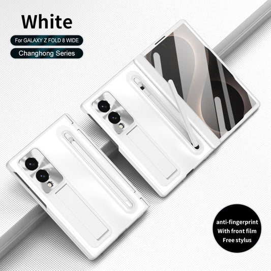 Armor Golden Electroplated Phone Case With Built-in Tempered Glass & Pen Tray For Galaxy Z Fold 8/7/6/5/4 Wide Ultra