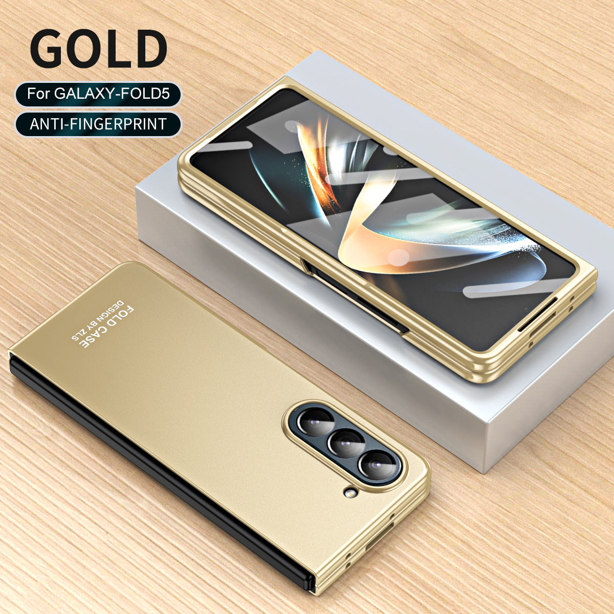 Anti-fingerprint Electroplating Galaxy Z Fold5 Case with Phone Front Screen Protector - Mycasety Mycasety