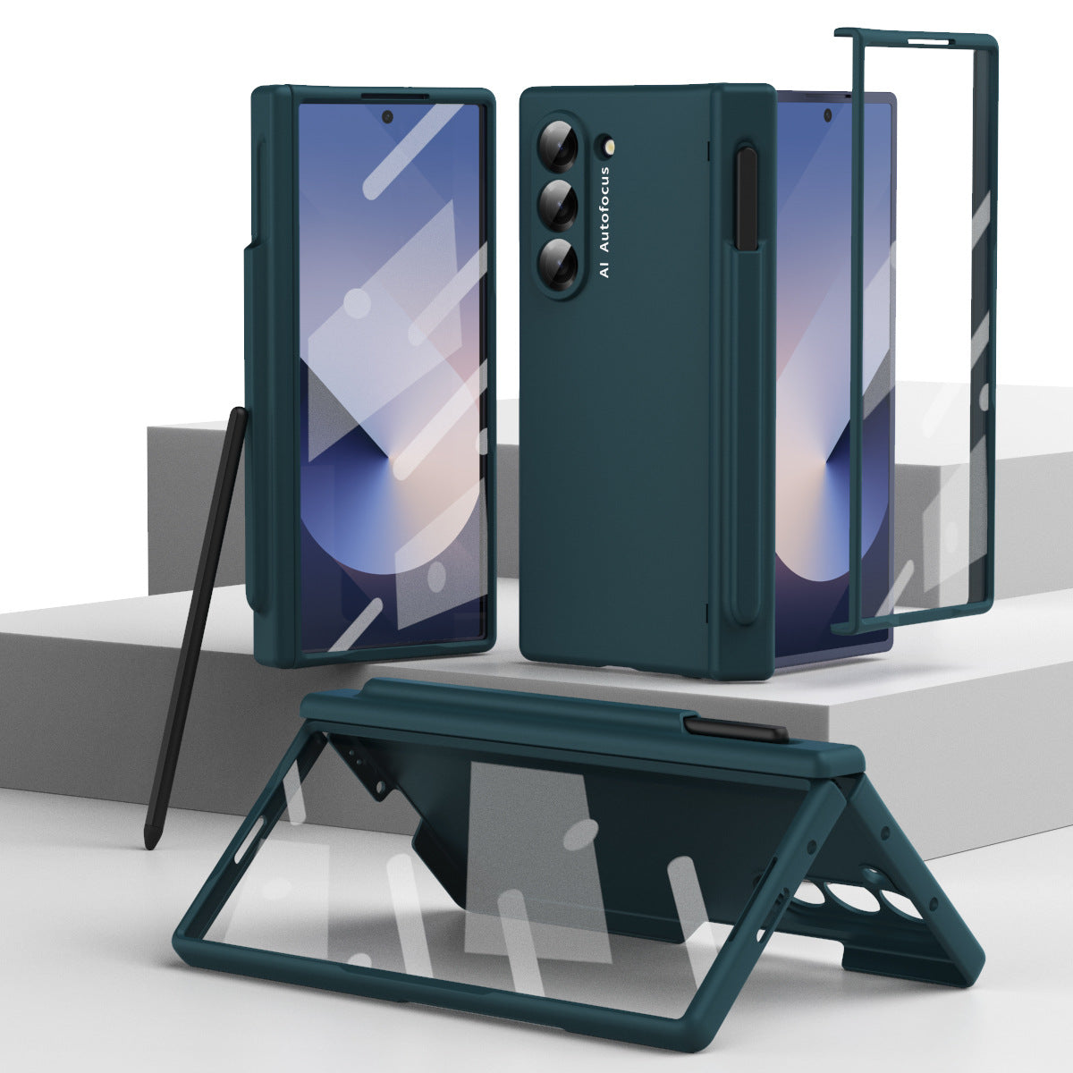 Shockproof Phone Case With Glass Front Film & Stylus For Galaxy Z Fold 6/7