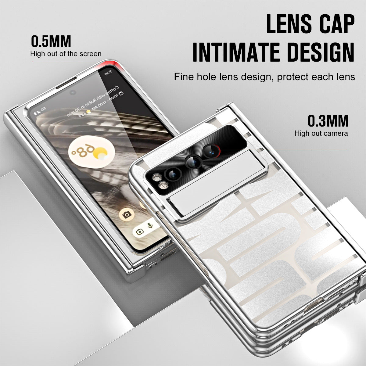 Slim Google Pixel Fold Case with Dual Hinge Protective Screen Protector and Hidden Kickstand - mycasety2023 Mycasety