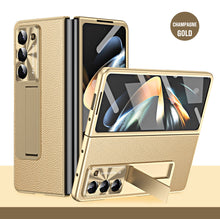 Load image into Gallery viewer, Leather Galaxy Z Fold5 Case with Front Screen Protector With Hidden Kick-Stand - Mycasety Mycasety
